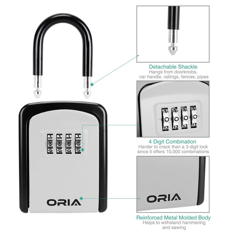ORIA Key Lock Box, Key Safe Box, 4 Digit Combination