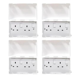 BabySecurity Electric Plug Socket Cover (4 Pack, Double) Prevents Tampering Accidents, Ideal for Home, School and Nurseries - White UK 3 Pin Plug
