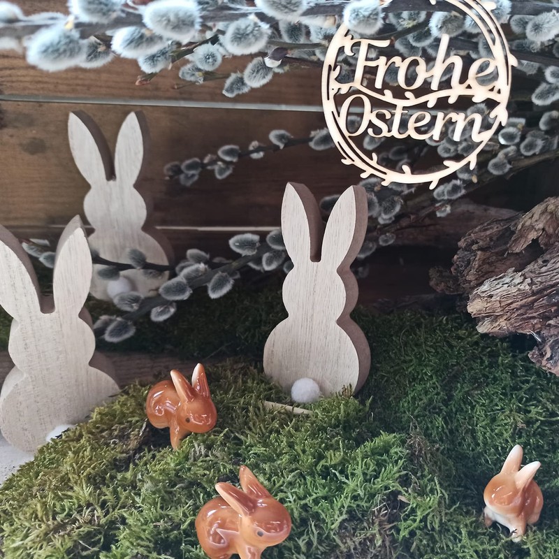 Logbuch-Verlag 4 Frohe Ostern Geschenkanhänger aus Holz - Osteranhänger mit