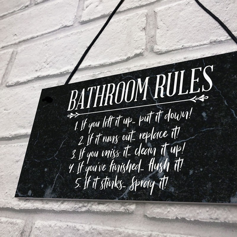 RED OCEAN Bathroom Rules Marble Theme Home Decor Bathroom Toilet