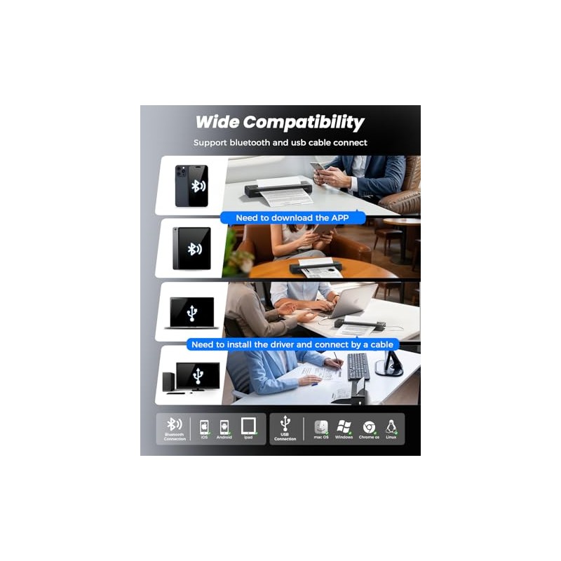 TATTMUSE Wireless Inkless Thermal Portable Printer for Travel
