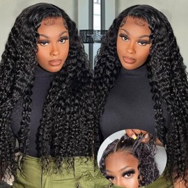Wear and Go Glueless Wigs Human Hair Deep Wave Wig Pre Put Lace For Women Deep Wave Lace Front Wig Human Hair Pre Plucked Wig Glue For Beginners 30 Inch