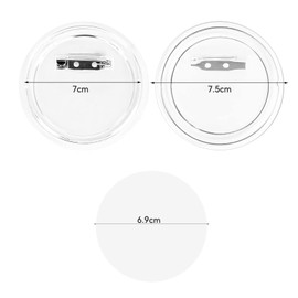 Buttons Make Yourself, Pack of 15 Buttons Badges, Transparent DIY Lapel Buttons Set Buttons DIY without Button Machine for Photo Picture Clothing (75 mm)