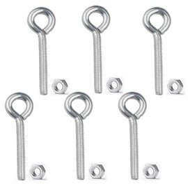 6X Eye Bolts with Hex Nut - Welded Closed Screw Rings - Corrosion Resistant 304 Stainless Steel (M8)