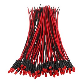 EDGELEC 50pcs 12 Volt 3mm Red LED Lights Emitting Diodes Pre Wired 7.9 Inch DC 12v LED Light Diffused Colored Lens Small LED Lamps