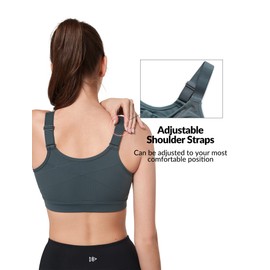 Yvette Adjustable Sports Bras for Women High Impact - Zip Front Sports Bra Plus Size Wireless for Running Workout,Haze Blue,Small