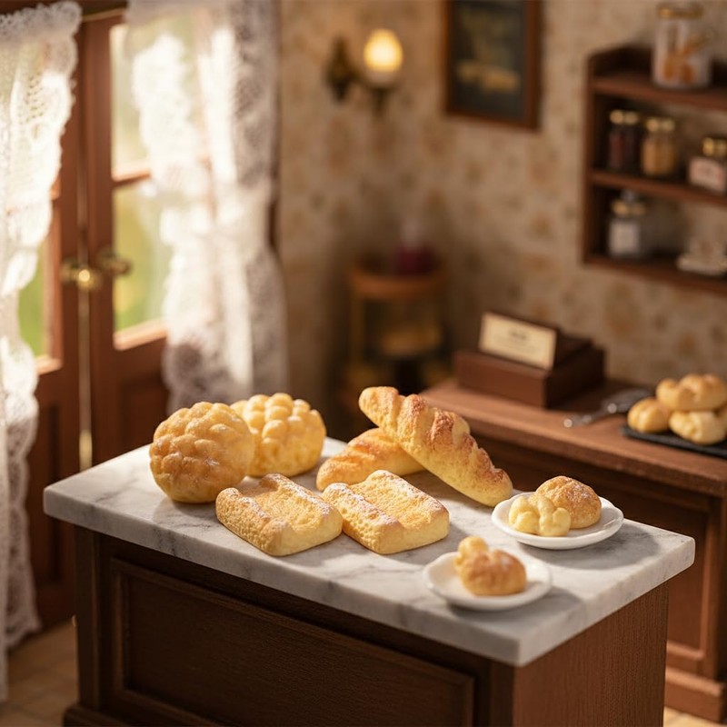 Hyper-Realistic Miniature Bread Set, 1/12 Scale Resin Food Props for