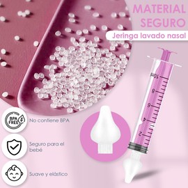Baby - 2 Units Nasal Washing Syringe for Babies Silicone - Nasal Aspirator for Babies - Baby Nasal Cleaner - Nasal Decongestant Suction 10ml - Reusable (Pink, 10 ml)