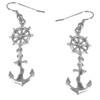 Anchor and Ships Wheel Earrings - Dangle SilverTone CCJ