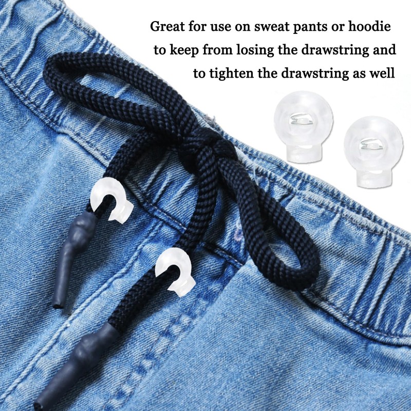 25 Pieces Clear Round Ball Cord Locks Toggles, Spring Cord