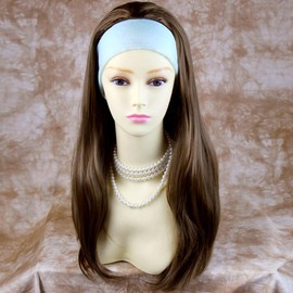 New Heat Resistant Light Brown 3/4 Fall Hair Piece Long Straight Half Wig Hairpiece UK