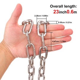 Biugaaufai 6 Pack 1/4 x 23 Inch Link Chain, 6mm Heavy Duty 304 Stainless Steel Coil Chain, Trailer Safety Chain for Chain Pulling, Trailer Safety, and Camping