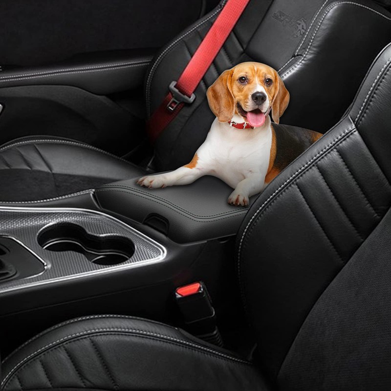 AOMSAZTO Center Console Armrest Cover for 2014-2019 Dodge Challenger Black