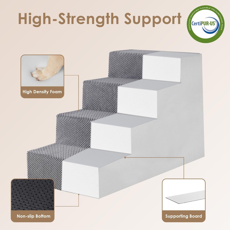 EHEYCIGA Dog Stairs for Bed 20" H, 4-Step Extra Wide