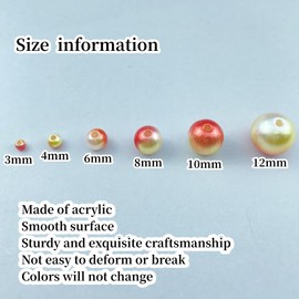 200 Pcs Pearl Beads 10mm Craft Beads Gradient Round Spacer Loose Beads for Earring Bracelet Necklace Key Chains Jewelry DIY Craft Making Decoration and Vase Filler(Yellow Orange)