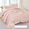 ANGIYUIN 5 Pieces Blush Pink Ruffled Comforter Sets Full Farmhouse