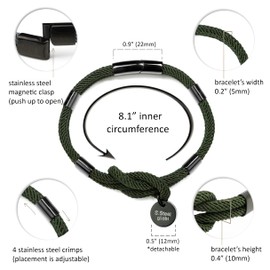 globi Paracord Braided Rope Bracelet For Men Women | Lightweight Nautical Unisex Cuff Bracelet With Stainless Steel Magnetic Clasp (Camo, 8.0)