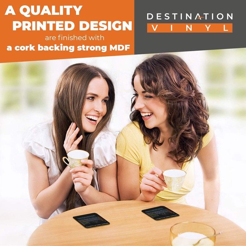Great Coasters (Set of 2) Square/Glossy Quality Coasters/Tabletop Protection for