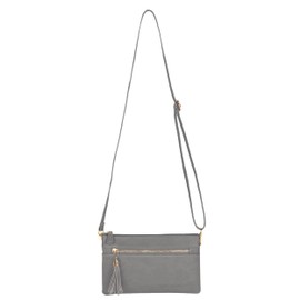 Solene Women's Lightweight Multi Compartment Wristlet Clutch Wallet Crossbody Bag - (WU021-PEWTER)