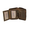 LEAS Vintage Style Zip Wallet in Genuine Leather Dark Cognac
