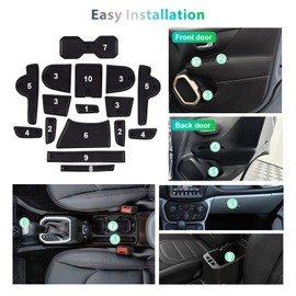 GAFAT Compatible with Jeep Renegade Facelift 2019-2024 2025 Non-Slip Mats, Rubber Mats Non-Slip for New Renegade from 2019, Centre Console Mats, Door Seam Mats, Renegade Accessories (Black)