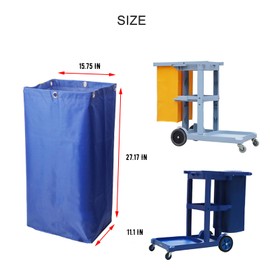 Replacement Janitorial Cart Bag-16 x 11 x 27inches, High Capacity Waterproof Thickened Housekeeping Commercial Janitorial Cleaning Cart Bag with 6 Brass Grommets - 23 Gallon (Blue)