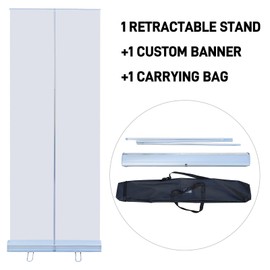 Customized Retractable Banner Stands for Business with The Carry Bags, Vertical Banner Stands, Indoor Outdoor Displays for Advertising, Birthdays and Parties, Rolling Banner Stands, Customizable Signs with Stands, 31.5x80in