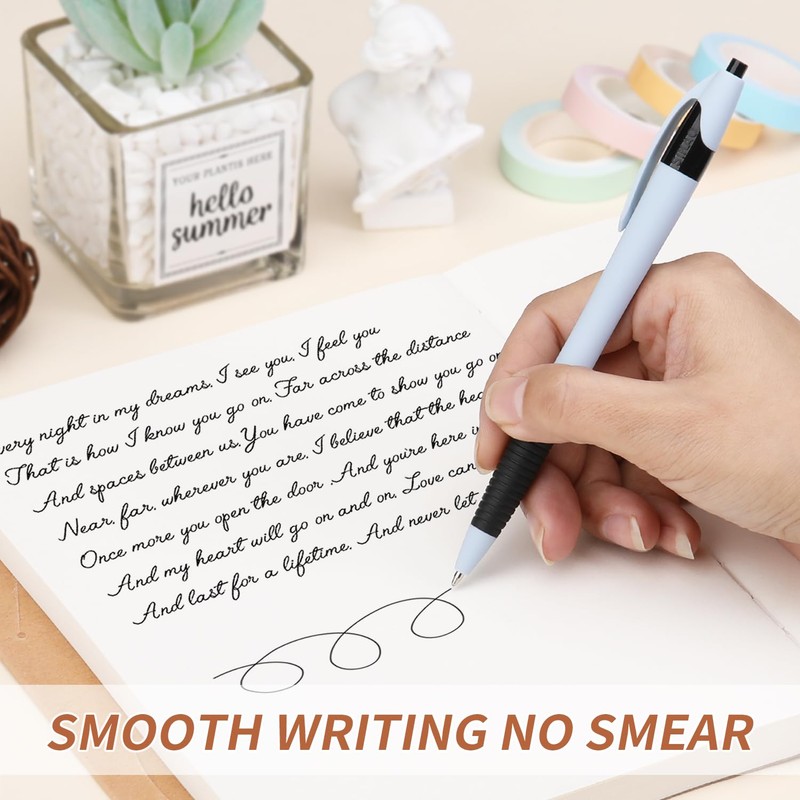 Sikao Pens Bulk, 60Pack Morandi Gripped Slimster Bulk Ballpoint Smooth