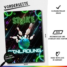 celebr8te Activities Invitation Cards (Bowling Green, S Set - 12 Cards + Envelopes + Sticker)