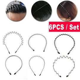 Black Hair Bands Metal Headbands for Girls Hair Accessories for Women Men Non Slip Headband Sports Hair Band Thin Elastic Hairband Headband 6pcs