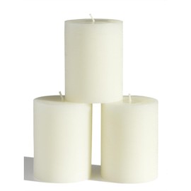 CANDWAX 3x4 Pillar Candles Set of 3 - Decorative Rustic Candles Unscented and No Drip Candles - Ideal as Wedding Candles or Large Candles for Home Interior - Ivory Candles