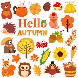 MARFOREVER 50 PCS Fall Gel Window Clings,Reusable Autumn Thick Gel Clings Decals for Kids Classroom Toddlers Home Party Supplies Window Glass Decorations