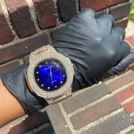 Iced Out Means Luxury Hip Hop Gold Plated Watch Analog Business - Color: Design 3