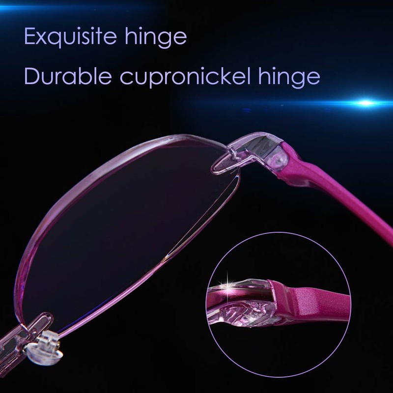 LUFF Reading Glasses Hd Anti-Blue Diamond Cut Edge Frameless Reading