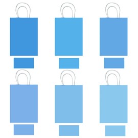 Doouble DIY Paper Bag, 6Pcs Elegant Blue Series Goodie Favor Gift Wrap Bag Bulk for Kids Birthday Baby Shower Crafts Wedding Sacks Xmas Party Bag with Reinforced Handles, 8 x 6 x 3"