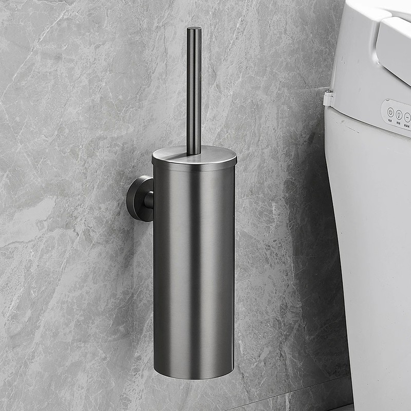 FALANGSHI FR07 Stainless Steel Toilet Brush and Holder Set, Brushed