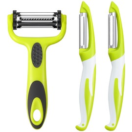 OODARN Vegetable Peeler Set of 3 – Multifunction Julienne, Y & Straight Peelers – Sharp Stainless Steel Blades – Easy Grip – Kitchen Gadget for Potatoes, Carrots, Fruit & More (Peeler Pack of 3)