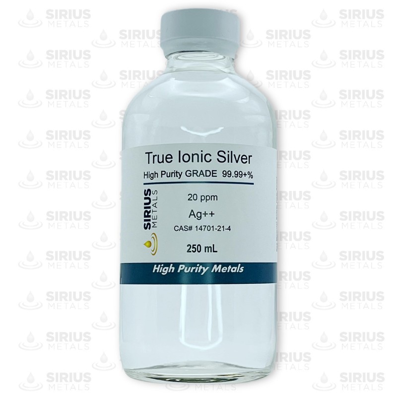 Ionic Silver 250mL of 20ppm in a Glass Bottle
