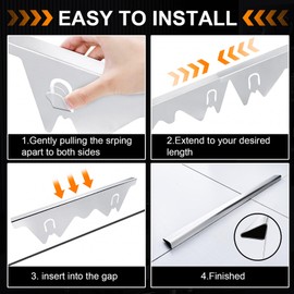 WdfCariP Stainless Steel Stove Gap Covers, Kitchen Gas Oven Stove Top Gap Filler Strip, Counter refrigerator Desktop Gap Filler Strip, 60 degree bevel, Adjustable Length 15in to 28.5in, Silver(2PCS)