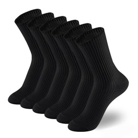 ACCFOD Black Crew Socks for Women, Soft Thin Cotton Socks for Women Girls - Size 5-9