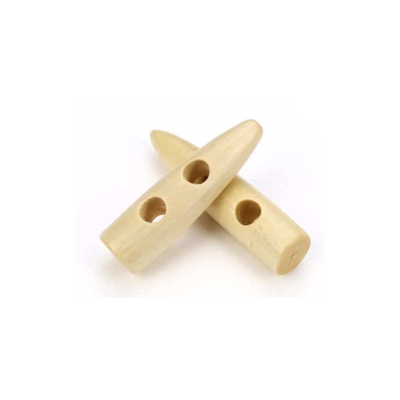 Pack of 12 Toggle Buttons Natural 30 mm Wedge Toggle