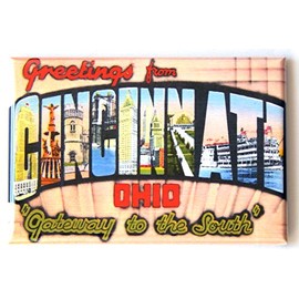 Greetings from Cincinnati Ohio Fridge Magnet (1.75 x 2.75 inches) Style B