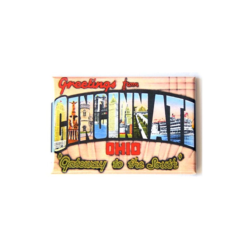 Greetings from Cincinnati Ohio Fridge Magnet (1.75 x 2.75 inches)