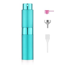 LISAPACK 8ML Atomizer Perfume Spray Bottle for Travel, Empty Refillable Cologne Dispenser, Portable Sprayer (Cyan)