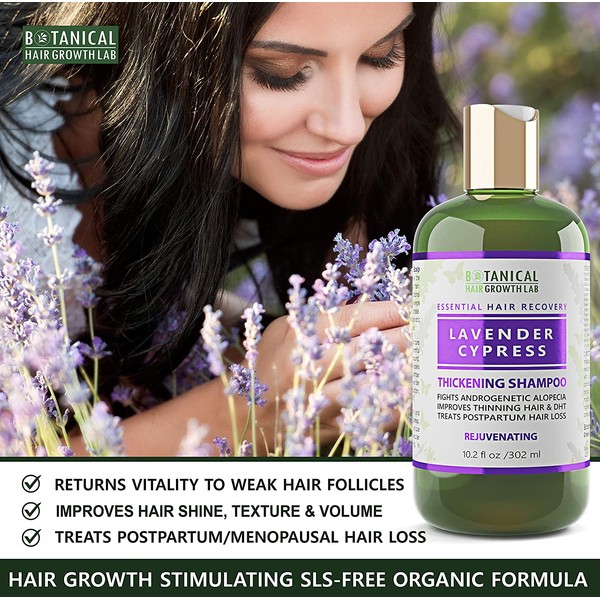 BOTANICAL HAIR GROWTH LAB - Shampoo and Conditioner Gift Set - Lavender Cypress - Essential Hair Recovery - Sensitive Scalp / Rejuvenating - For Hair Loss Prevention Alopecia Postpartum DHT Blocker