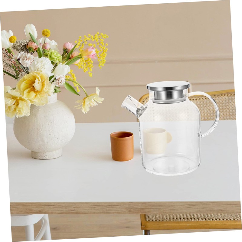 Ciieeo Transparent Glass Water Pitcher Kitchen Juice Pot with Ergonomic