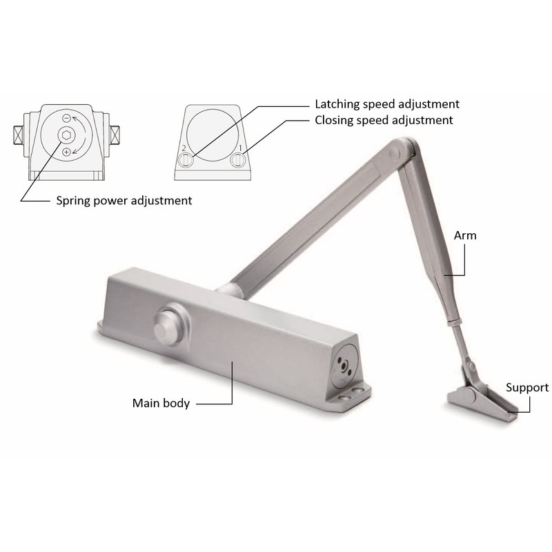 NHN 83V Reversible Door Closer Size 2-4 (Size 2-4)