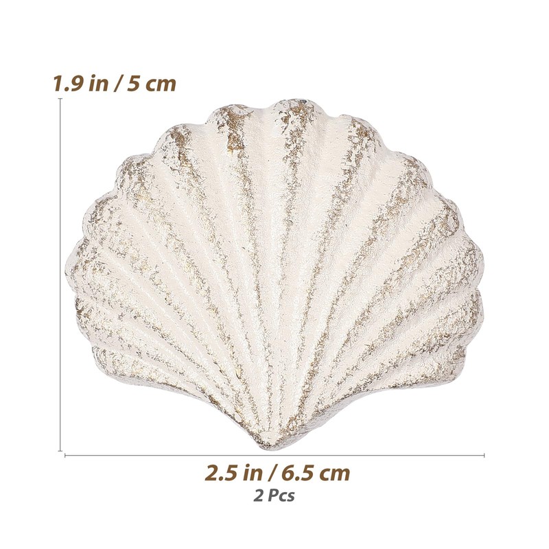 jojofuny 2pcs Seashell Knobs Beach Themed Scallop Shells Handle Pulls