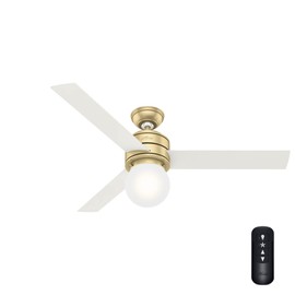 Hunter Fan 52 inch Casual Modern Brass Finish Indoor Ceiling Fan with Light Kit and Remote Control for Living Room, Bedroom, Office, Laundry Room (Renewed)