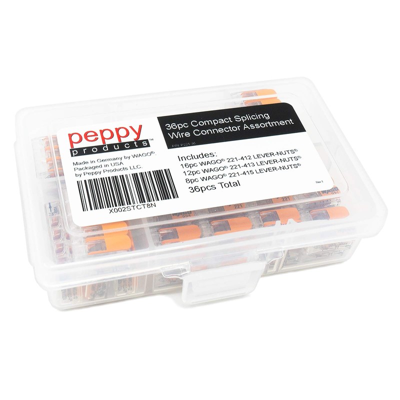 WAGO 221 Lever-Nuts 36pc Compact Splicing Wire Connector Assortment. Includes